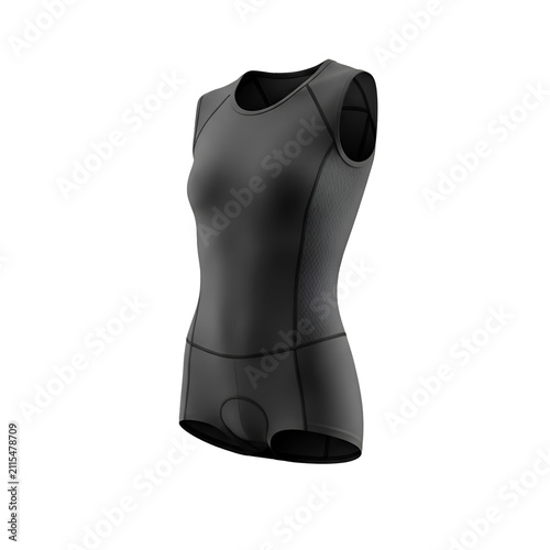 Professional Female Sleeveless Black Triathlon Suit or Cycling Skinsuit Mockup on Transparent Background