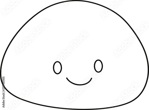 Cute Dango Mochi Line Art Minimalist Cute Smiling Rice Cake Cartoon Coloring Page