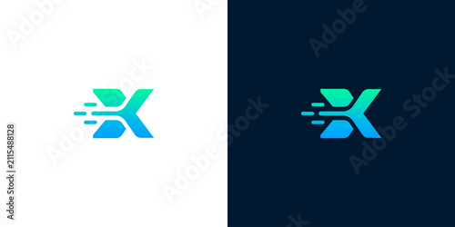 Modern abstract letter X logo design with a dynamic speed effect, perfect for technology startups, swift digital services, or innovative business branding solutions