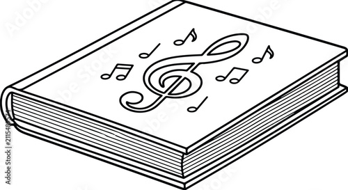 Isometric Music Theory Songbook Treble Clef Line Art Vector Icon
