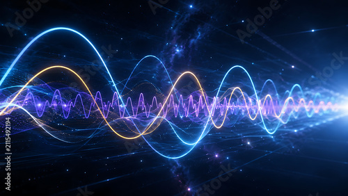 Electromagnetic Wave Signal Visualization | Colorful Frequency and Wavelength Background | Physics Energy Wave Propagation Concept