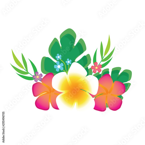 Tropical flowers illustration design summer vibes