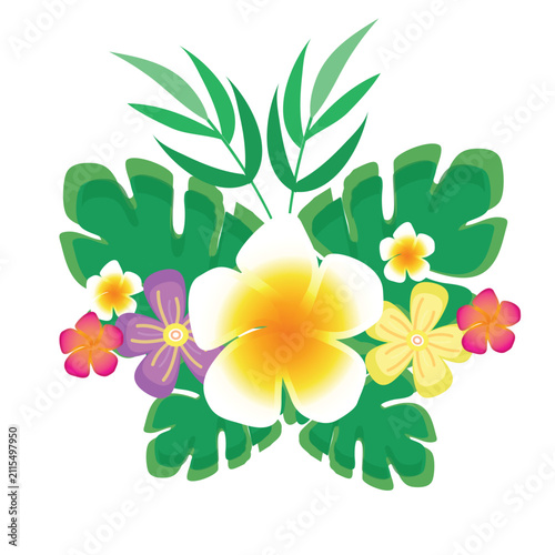 Tropical flowers illustration design summer vibes