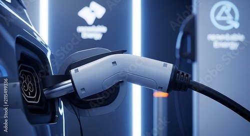 Electric car charging station closeup.