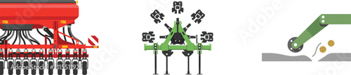 Konstfotografi Modern Agricultural Machinery and Seeding Equipment Set with Seed Drill Planter