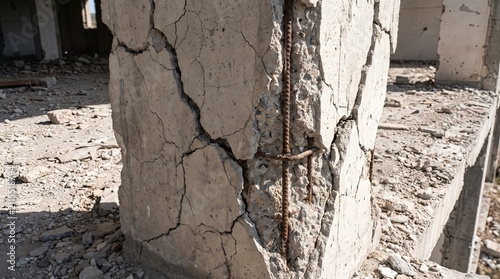 Seismic Risk Assessment, Cracked Concrete Column After Earthquake Damage