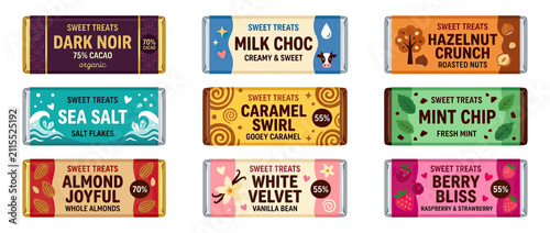 Bild auf Leinwand Assorted Chocolate Bars Collection