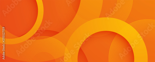 Modern orange abstract background with vibrant geometric circles and lines