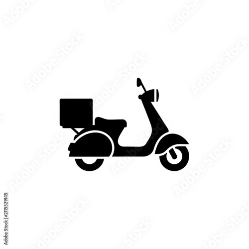 Food Delivery Scooter Silhouette Icon for Courier and Logistics App Design