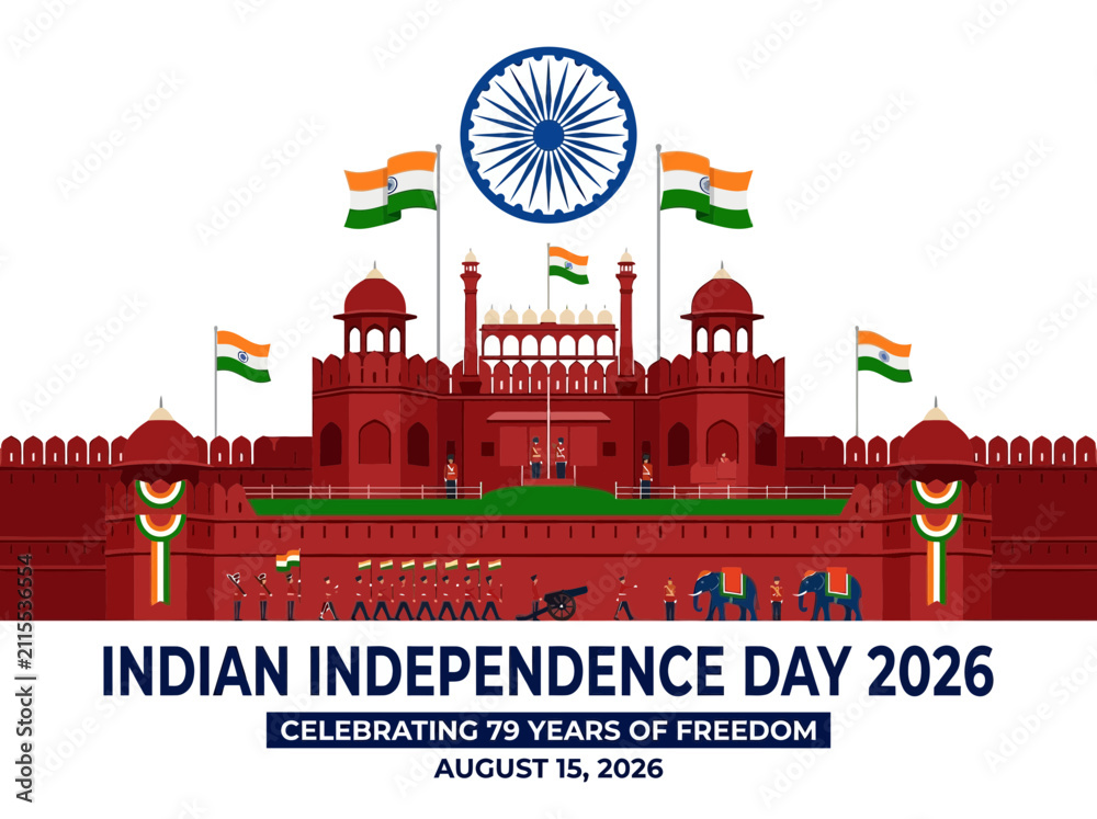 Fototapeta premium Indian Independence Day Red Fort Celebration 2026 Flags Tiranga