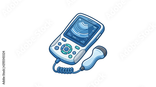 Portable Handheld Medical Ultrasound Diagnostic Device Illustration.