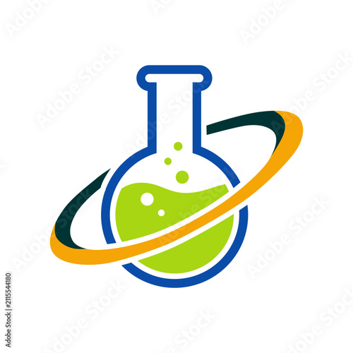 Quadro su tela 3D Cartoon Laboratory Flask with Orbital Ring Isolated