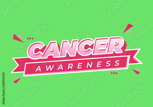 Pink Cancer Awareness Text Effect for Health Support Campaign Design