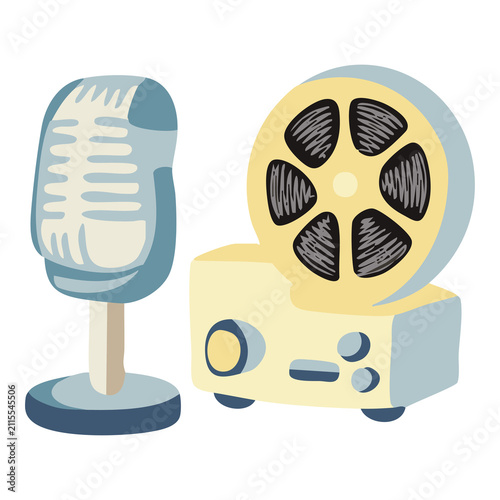 Quadro su tela Retro Microphone and Speaker Set