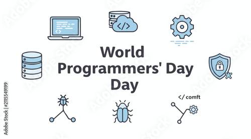 World Programmer's Day celebration banner featuring software development and coding icons