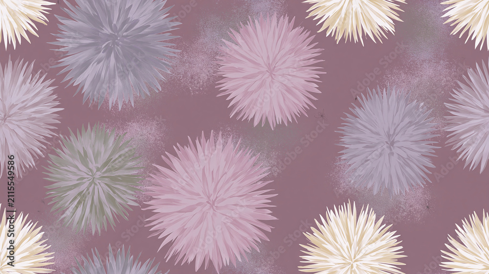 Obraz premium Abstract Floral Pattern on Soft Purple Background