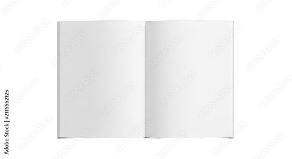 Fototapeta premium Open blank book with clean empty pages isolated on transparent background