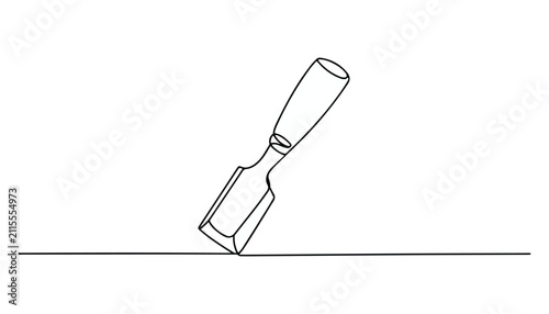 Quadro su tela One continuous line illustration of an chisel tool , isolated on white background