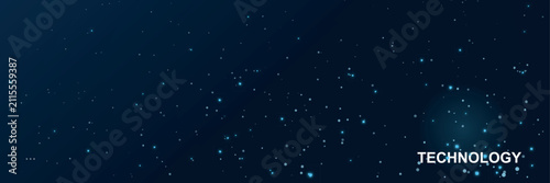 Quadro su tela Expansive dark blue background filled with countless glowing light blue dots rep