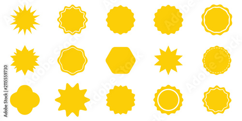 фотографія Set of red price sticker, sale or discount sticker, sunburst badges icon