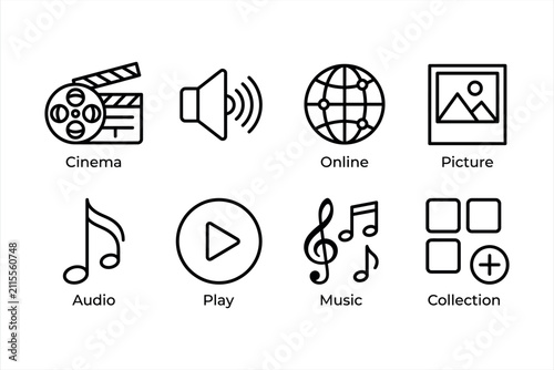 Modern Web and Internet Vector Icon Set with Communication Email Phone Globe Home Business Technology Network Symbols for Website and Mobile Design