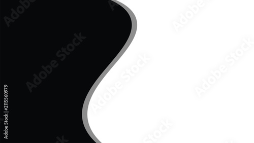 Obraz na plátně Abstract black white split background with smooth wavy vertical boundary and