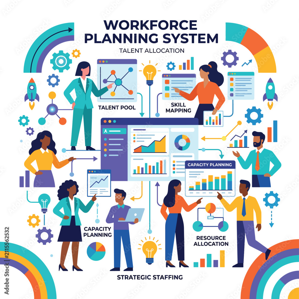 Fototapeta premium Workforce planning system with talent allocation and strategic staffing