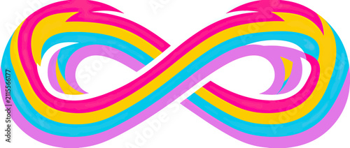 Canvastavla Colorful Infinity Symbol with Rainbow Stripes on White
