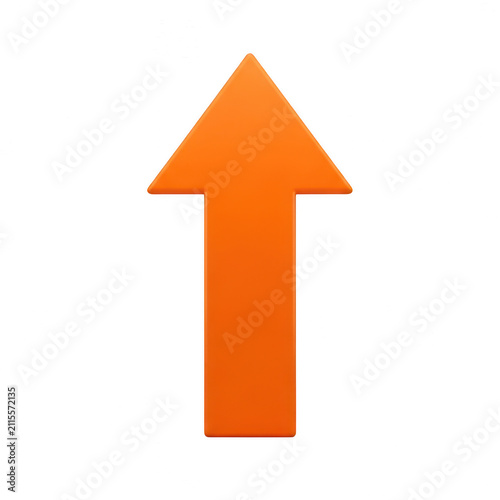 Bright orange arrow pointing up direction sign icon isolated on transparent background