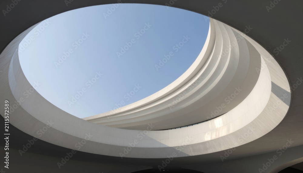 Fototapeta premium Minimalist Circular Architecture with Sky View