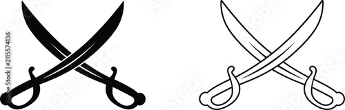 Fotografie Crossed Swords Icon in Flat Vector Illustration for Game and Defense Concept