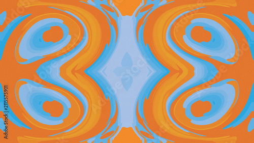Картината върху платно Vibrant Symmetrical Orange and Blue Abstract Pattern