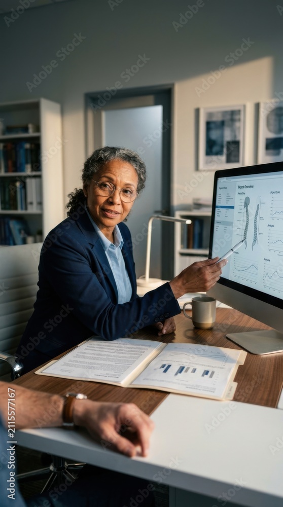 Fototapeta premium Experienced Professional Explains Financial Data During Meeting
