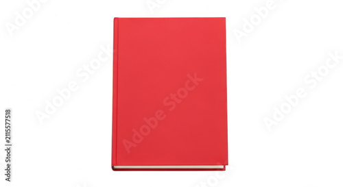 A single closed red book with a hard cover isolated on transparent background