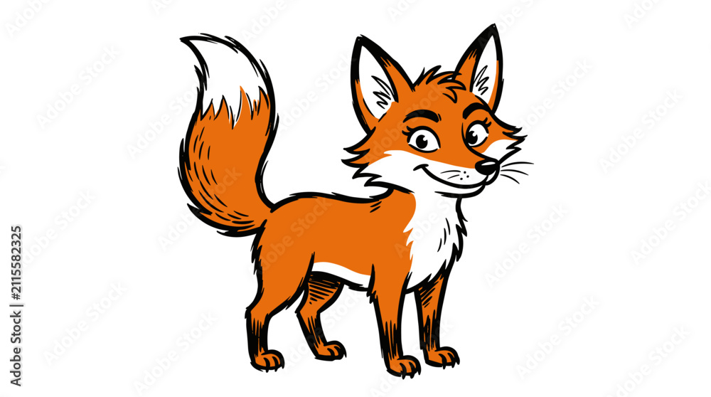 Fototapeta premium Cute cartoon fox illustration for kids projects isolated on white background digital art