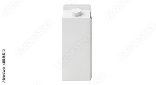 Blank white milk carton package with a screw cap isolated on transparent background