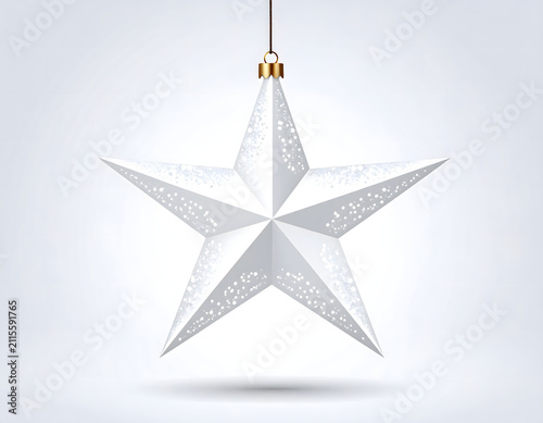 Clean White Glitter Star Ornament