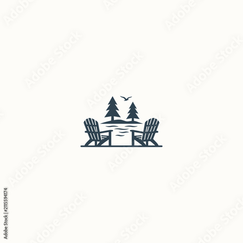 Lakeside Adirondack Chairs Minimalist Logo Icon