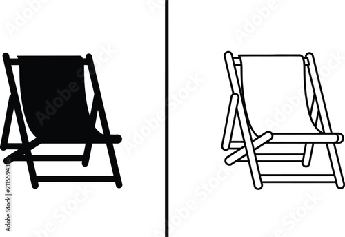 Foto Deck Chair with Black and White Illustration Featuring Vector, Graphic, Design w
