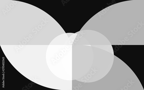 Canvas Print Abstract overlapping circular shapes in grayscale with abstract grayscale monoch