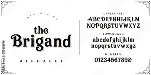 фотографія The Brigand classic vintage serif distressed cowboy alphabet font for historical