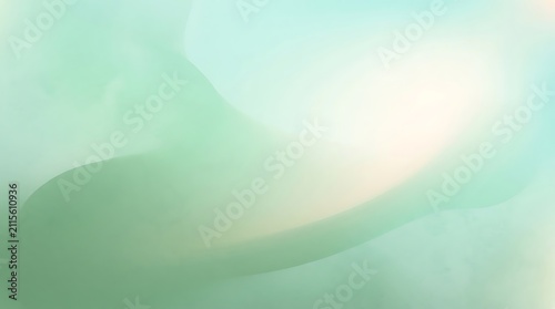 Abstract soft green and teal gradient background with smooth flowing wave and ethereal light effect.