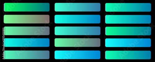 Blue metallic gradient background set. Metallic gradation textures. Shiny elegant vector gradient collection. Vector illustration. Eps10