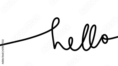 handwritten hello word on white background animation video. greeting. text.