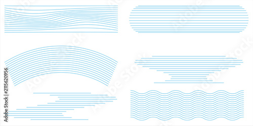 Water waves. Set of wavy zigzag lines. Wave thin line background. Vector zigzag and wavy horizontal underline.