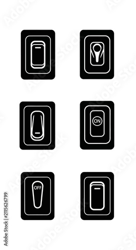 Set of Four Toggle Switch Icons: On, Off, and Neutral Positions, Vector Illustration