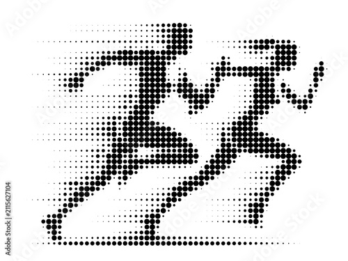 Konstfotografi dotted silhouettes of a running man and woman