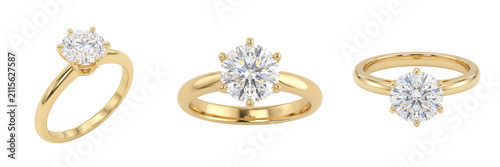 Gold ring with diamond isolated on transparent background