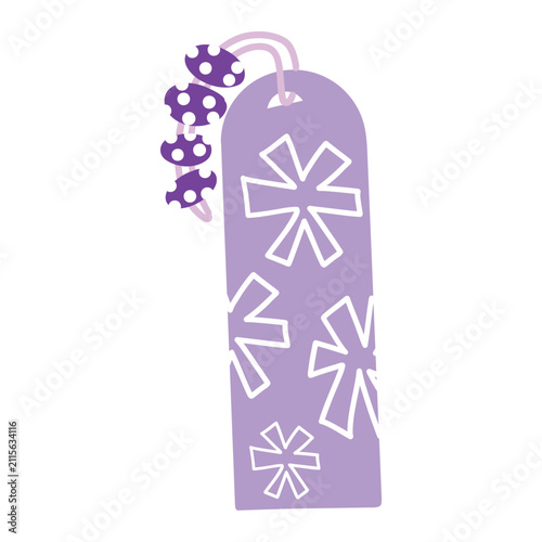 Cute purple paper bookmark with white star pattern and beaded tassel