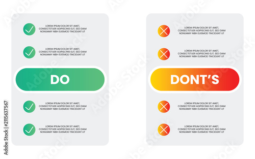Rounded Do and Don't Checklist Infographic with Green and Yellow Sections for Guidelines
